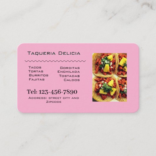 Carte De Visite taqueria / restaurant editable card  (Devant)