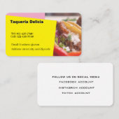 Carte De Visite Taqueria / restaurant editable card  (Devant / Derrière)