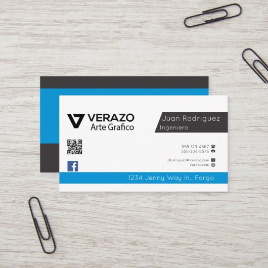 Carte De Visite Tarjeta professionnel de l'ingénieur logiciel (Devant/Arrière en situation)