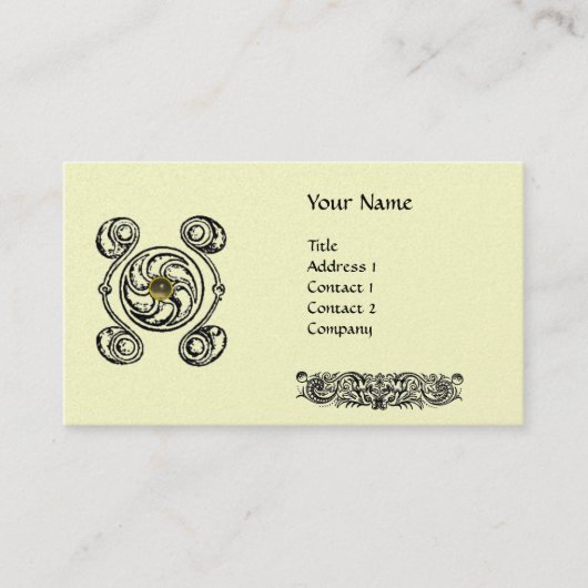 Carte De Visite TAROT 2 Black White Cream Monogram Pearl (Devant)