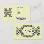 Carte De Visite TAROT 2 noir blanc crème monogramme (Devant / Derrière)