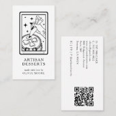 Carte De Visite Tarot Artisan Baker Dessert Caterer QR Code (Devant / Derrière)