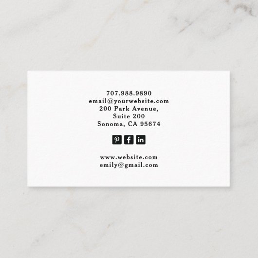 Carte de visite Tarot Baker (Dos)