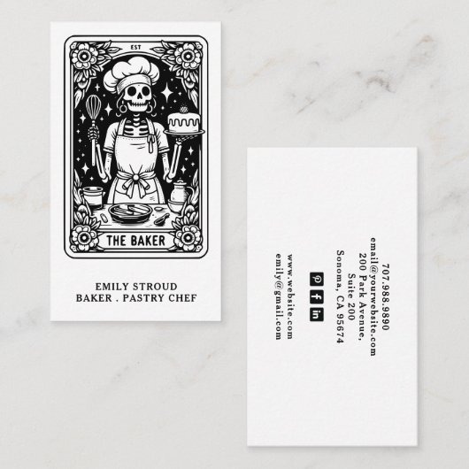 Carte de visite Tarot Baker (Devant / Derrière)