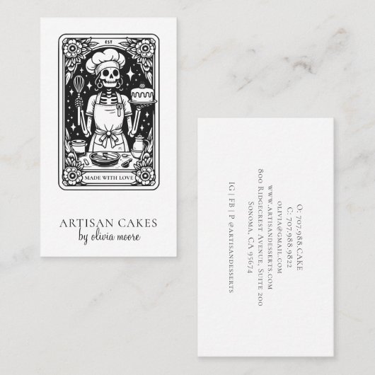 Carte De Visite Tarot Baker Pastry Chef (Devant / Derrière)