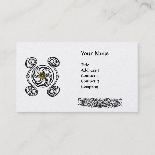 CARTE DE VISITE TAROT BLACK CELTIQUE BLANC DRAWER GRAY GEM MONOGRA (Devant)