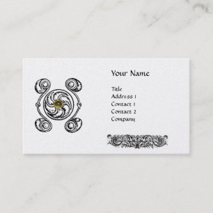 CARTE DE VISITE TAROT BLACK CELTIQUE BLANC DRAWER GRAY GEM MONOGRA
