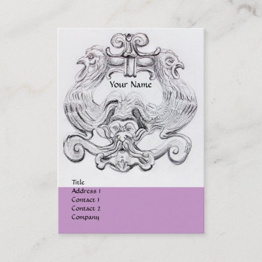Carte De Visite TAROT BLACK WHITE GROTESQUE DRAWING MONOGRAM Lilac (Devant)