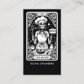 Carte De Visite Tarot Boulanger Pâtisserie Noir Blanc Chef Dessert (Devant)