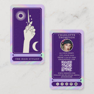Carte De Visite Tarot Céleste Photo Coiffeur Holographique