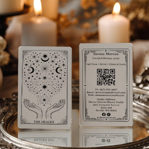Carte De Visite Tarot Céleste Rétro Vintage Massage Reiki QR