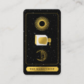 Carte De Visite Tarot céleste Soleil Lune Clou Salon Noir Or (Devant)