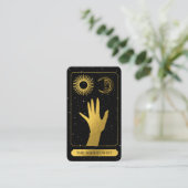 Carte De Visite Tarot céleste Sun Moon Nail Technicien Or (Debout devant)
