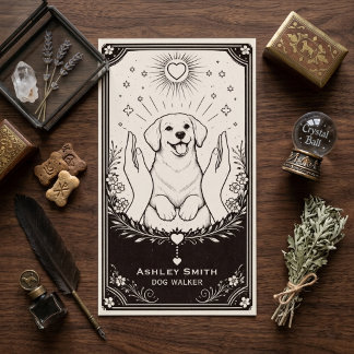 Carte De Visite Tarot Dog Walker Boho Mistycal Puppy Business Card