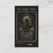 Carte De Visite Tarot Moon déesse Roses Moderne Elegant Black Gold (Devant)