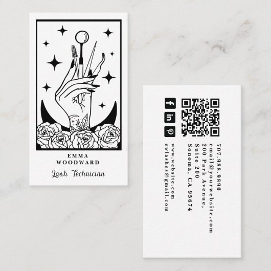 Carte De Visite Tarot Mystic Lash Tech Main (Devant / Derrière)