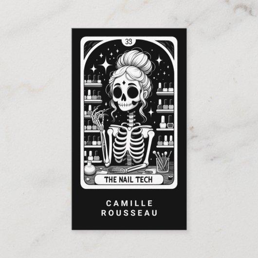 Carte De Visite Tarot Nail Technician Black Business Card (Devant)
