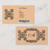 Carte De Visite TAROT noir rose Celtique dessin Gemstone Monogramm (Devant / Derrière)