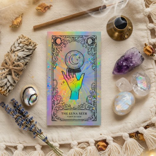 Carte De Visite Tarot Reader | Holographic Celestial Tarot Reader 