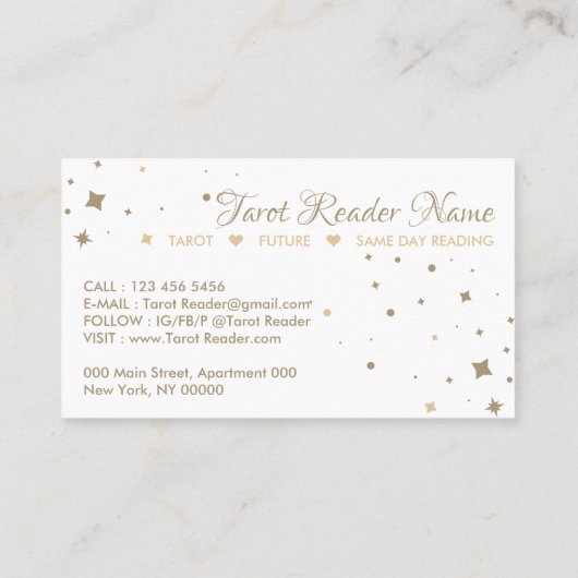 Carte De Visite Tarot Reader Stars Moon Sun (Dos)