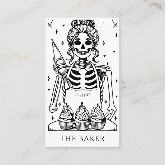 Carte De Visite Tarot Skeleton Baker Whisk Cupcake (Devant)