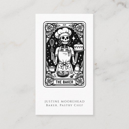 Carte De Visite Tarot Thème Baker Pâtisserie Chef Dessert Caterer (Devant)