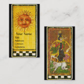 CARTE DE VISITE TAROTES DE RENAISSANCE ANTIQUE/ SOLEIL ET ROUE DE (Devant / Derrière)