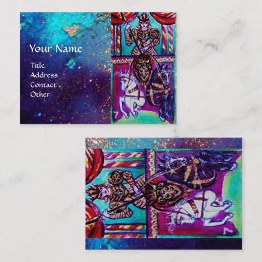 Carte De Visite TAROTS DES OMBRES PERDUES / Bleu DE CHARIOT (Devant / Derrière)