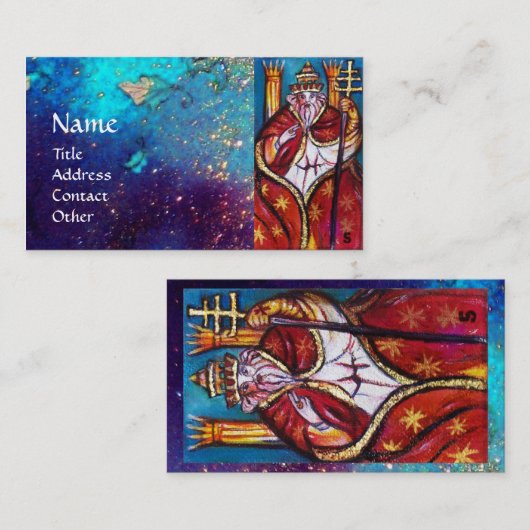 CARTE DE VISITE TAROTS DES OMBRES PERDUES /PAPE, HIÉROPHANT (Devant / Derrière)