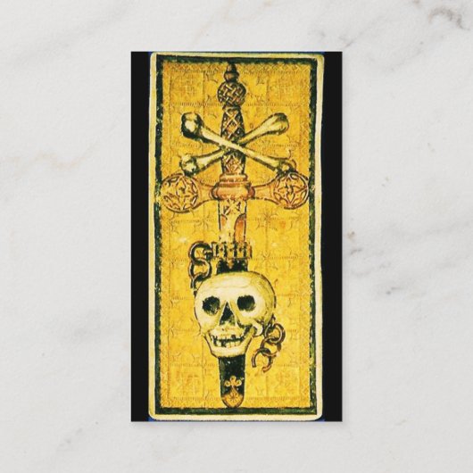 Carte De Visite TAROTS GOTHIQUES ANCIENS, ACE D'ÉPRES Jaune Noir (Dos)