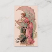 CARTE DE VISITE TAROTS / LADY DE LA LUNE AVEC FLEURS EN ROSE (Dos)
