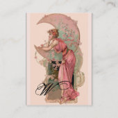 CARTE DE VISITE TAROTS / LADY DE LA LUNE AVEC FLEURS EN ROSE (Dos)