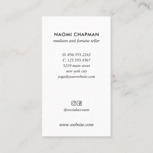 CARTE DE VISITE TAROTS MOYENS PSYCHIQUES FORTUNE TELLER (Dos)