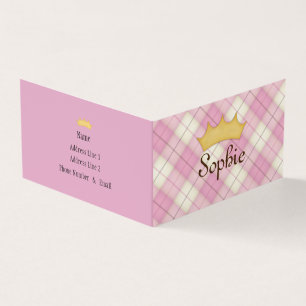 Carte De Visite Tartan à carreaux roses personnalisé pour rendez-v