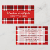 Carte De Visite Tartan blanc rouge de plaid (Devant / Derrière)