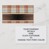Carte De Visite Tartan Brown d'orange avec le ruban (Devant / Derrière)