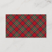 Carte De Visite Tartan de maquillage élégant de script plaid (Dos)