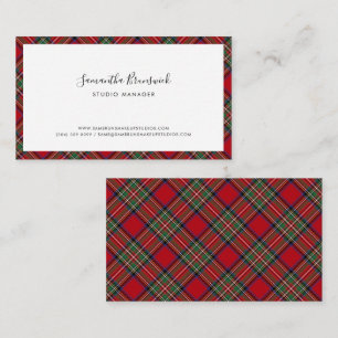 Carte De Visite Tartan de maquillage élégant de script plaid