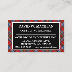 Carte De Visite Tartan écossais du clan MacBean MacBain à carreaux