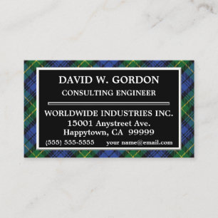 Carte De Visite Tartan écossais plaid Clan Gordon