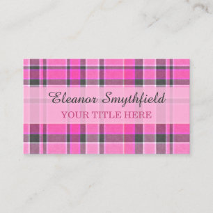 Carte De Visite Tartan gris rose de plaid