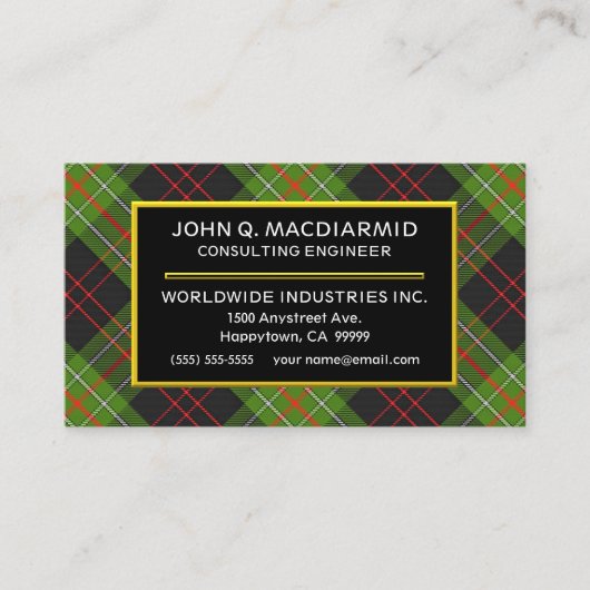 Carte De Visite Tartan MacDiarmid écossais (Devant)