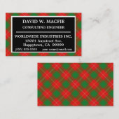 Carte De Visite Tartan MacFie écossais (Devant / Derrière)