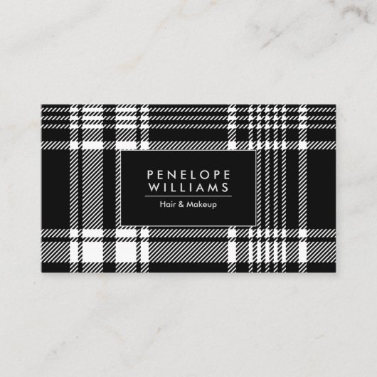 Carte De Visite Tartan noir et blanc (Devant)