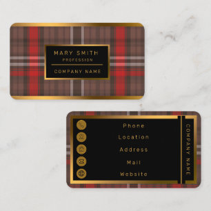 Carte De Visite Tartan Plaid Rouge Traditionnel Collection tendanc