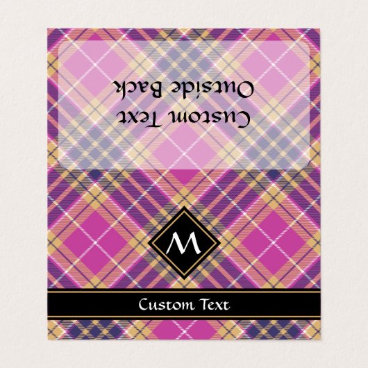 Carte De Visite Tartan rose, or et bleu (Extérieur déplié)