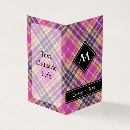 Carte De Visite Tartan rose, or et bleu (Extérieur)