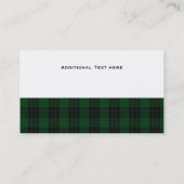 Carte De Visite Tartan vert et noir Graham Tartan Plaid personnali (Dos)