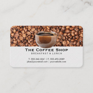 Carte De Visite Tas de grains de café   Tasse de café marron