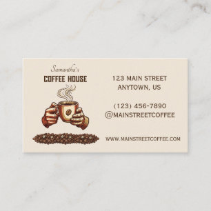 Carte De Visite Tasse à café vintage Marque de café Terracotta